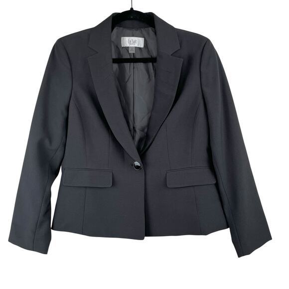 Le Suit Petite Solid Black Single Breasted One Button Short Blazer Jacket 8P NWT - Picture 1 of 16